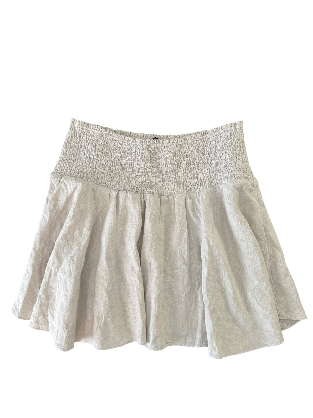 J.Crew Linen Smocked Mini Skirt XXL Beige Boho Cottagecore Flowy